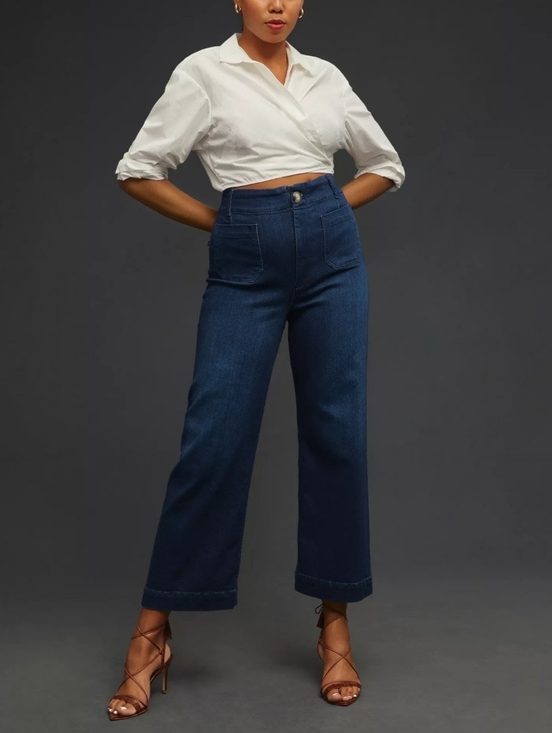 Pilcro Pants - Anthropologie PILCRO Skipper Wide Leg Dark Wash Denim Size 27